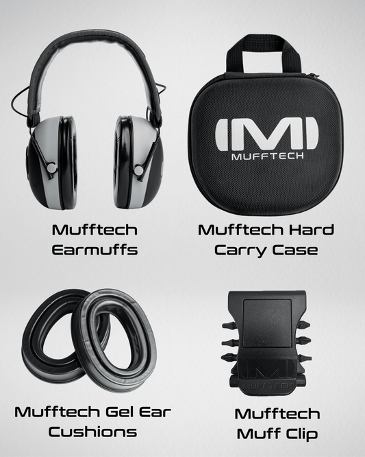 3rd Birthday Sale Bundle - Double OG Mufftech Bluetooth Earmuffs with Carry Case, GelEar Cushions and a Muff Clip - Mufftech