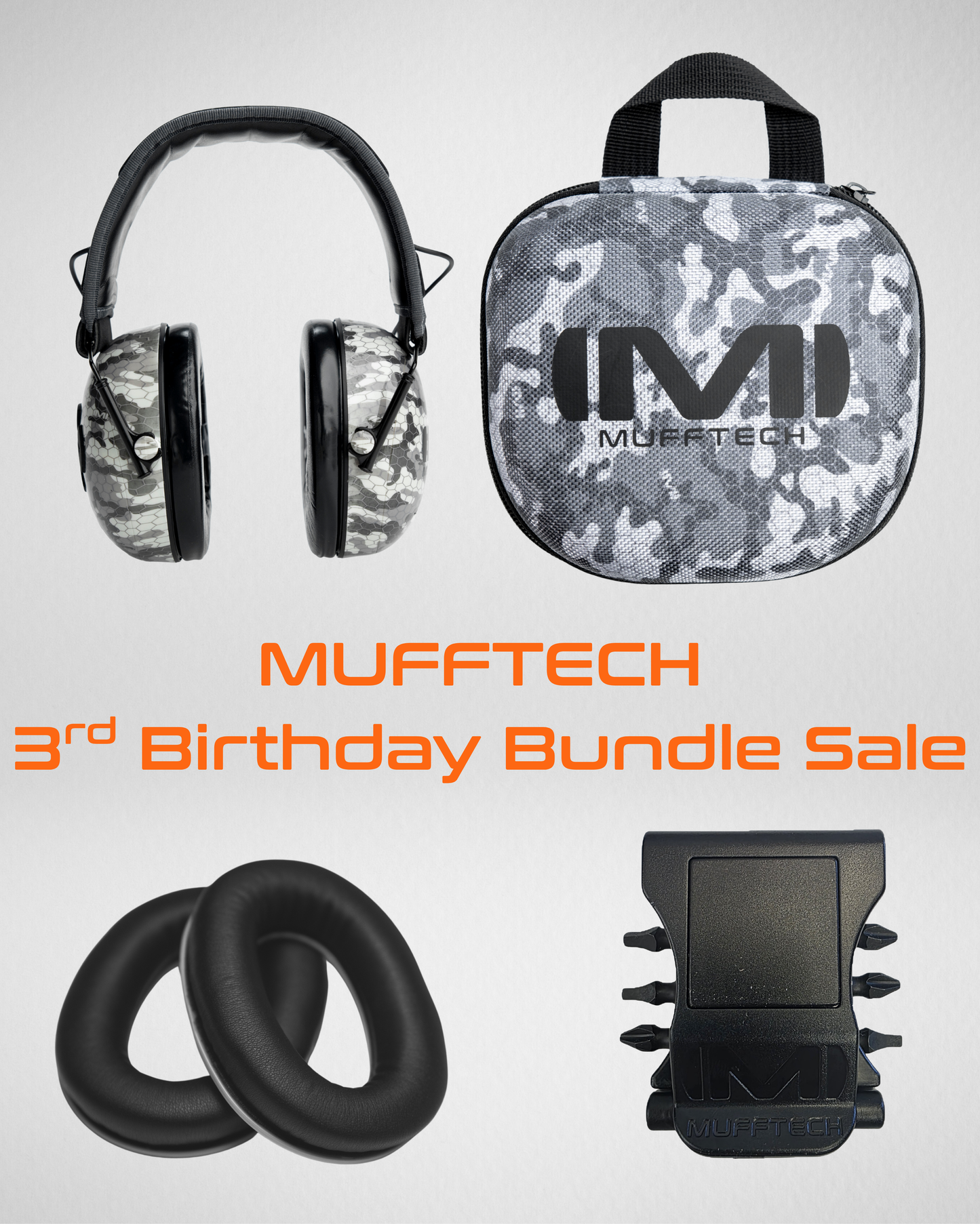 3rd Birthday Sale Bundle - Sole Mufftech Bluetooth Earmuffs with Carry Case, Soft Ear Cushions and a Muff Clip