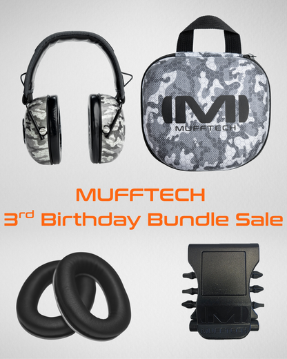 3rd Birthday Sale Bundle - Sole Mufftech Bluetooth Earmuffs with Carry Case, Soft Ear Cushions and a Muff Clip