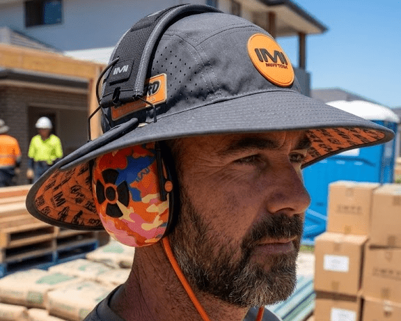 Muff Head Wide Brim Tradie Hat | Designed to be worn with Earmuffs - Mufftech